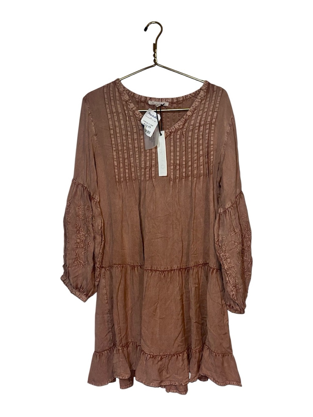 NWT Solitaire Boho Mini Dress Women’s Large Embroidered Sleeves - 100% Rayon